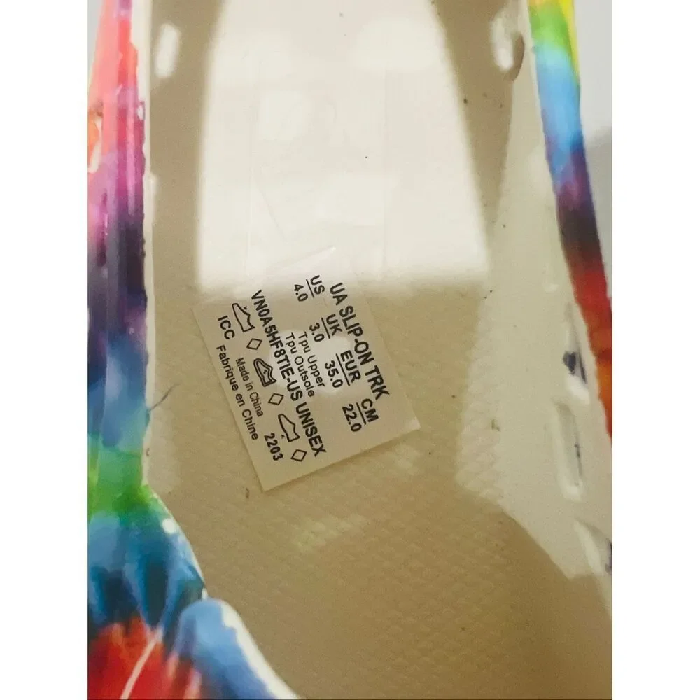 Vans Slip-On TRK Shoes Rainbow Tie-Dye Rinseable Water Shoes Sz 4 US Big Kid